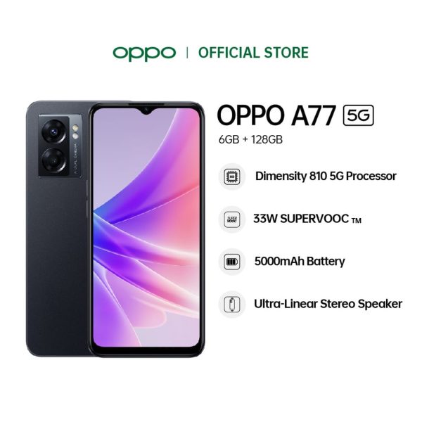 OPPO A77 5G Smartphone (6GB+128GB) - Midnight Black