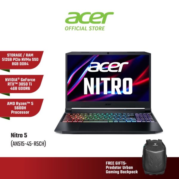 ACER Nitro 5 AMD Ryzen™ 5 Gaming Laptop (AN515-45-R5CH) - RTX™ 3050 Ti