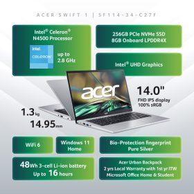 ACER Swift 1 Intel Celeron N4500 Laptop (SF114-34-C27F) - Image 8