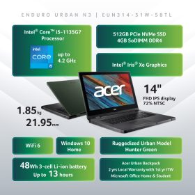 ACER Enduro Urban Intel 11th Gen Core i5 Laptop - EUN314-51W-58TL - Image 6