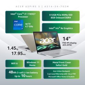 ACER Aspire 5 Intel 11th Gen Core™ i7 Laptop - A514-54-70ZM - Image 8