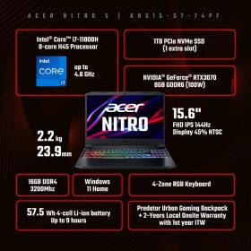 ACER Nitro 5 Intel 11th Gen Core™ i7 Gaming Laptop (AN515-57-724C) - RTX™ 3070 - Image 9