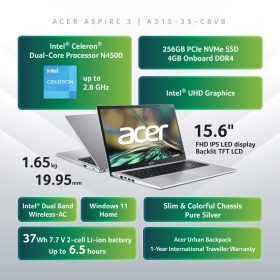 ACER Aspire 3 Intel Celeron N4500 Laptop - A315-35-C8VB - Image 5