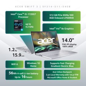 ACER Swift 3 Intel Evo i5 Laptop - SF314-511-54EB - Image 6