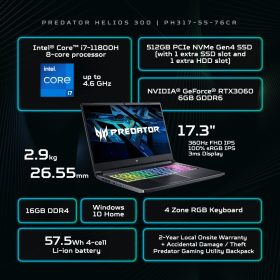 ACER Predator Helios 300 Gaming Laptop 11th Gen Core i7/RTX™ 3060 (PH317-55-76CR) - Image 6