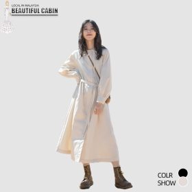 Women Long Dress Max Dress With Waist Tie Round Neck Long Sleeve Bottoming Dress Women SZ246 - White - Image 6