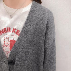 Korean Knitted Cardigan New Casual Loose Long sleeve Sweater Women Outerwear SZ262 - Gray - Image 3