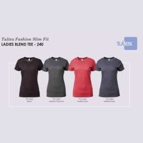 TULTEX Ladies Female Side-Seamed Slim Fit Blend Tee 240 - Black - Image 3