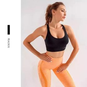 New Row Buckle Back Adjustable Ms. Sports Bra Quick-Drying Shockproof Yoga Running Fitness Bra SZ096 - Black - Image 3