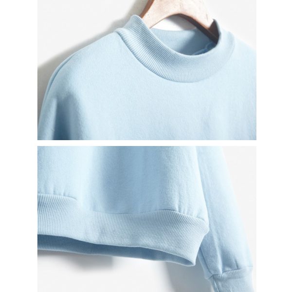 Women's Casual Hoodie Plain Long Sleeve Pullover Sweater Loose Tops SZ098 - Blue