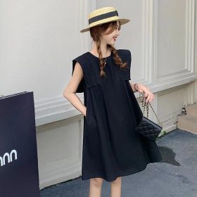 New Women Dress Solid Color Temperament Sleeveless A Line Skirt INS Light Cooked Style Skirt Ladies Dresses SZ194 - Black - Image 3