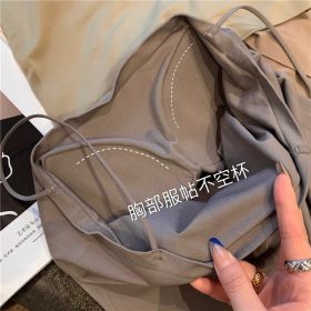 New Arrival Women Sleeveless Top Vest Tube Top Pleated Elastic Sling Top With Chest Pad Removable and Nonremovable SZ171 - Pleated White - Image 6