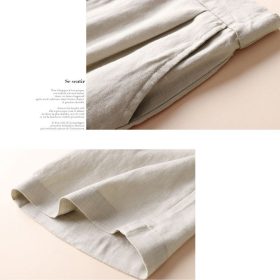 Women Linen Wide Leg Pants Thin Casual Pants OL Trouse Women Loose Pants Nine Point Pants Ladies Office Wear SZ136 - White - Image 6