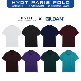 GILDAN x HYDT Paris Polo Unisex Fit Superior Quality TCPK Honeycomb Hidden Buttons Men Polo T-Shirt - Maroon - Image 3