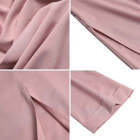 Women Long Sleeve Irregular Belted Swing Muslim Long Dress SZ220 - Pink - Image 4