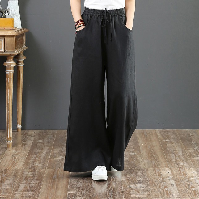 Linen Loose Large Size Wide Leg Pants High Waist Pants Straight Leg Pants Linen Women