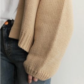 Korean Knitted Cardigan Loose Long sleeve Women Outerwear SZ184 - Khaki - Image 3