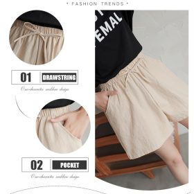 Summer New Women Cotton And Linen Shorts Loose Sports Casual High Waist Plus Size A Word Linen Wide leg SZ105 - Green - Image 4