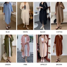 Korean Lazy Simple Basic Comfortable Long Shirt Windbreaker Jacket Shirt Women Outwear SZ213 - Pink - Image 3