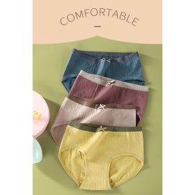 Women Panties Mid Waist Cotton Antibacterial Crotch Japanese Seamless Breathable Cotton Crotch Ladies Panties SZ215 - Blue - Image 9
