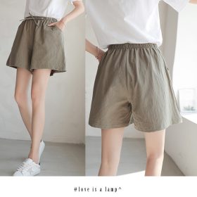 Summer New Women Cotton And Linen Shorts Loose Sports Casual High Waist Plus Size A Word Linen Wide leg SZ105 - Green - Image 6