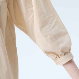 New 2022 Women Blouse Shirt Tops Solid Color Lantern Sleeve Cotton Line Shirt Nine-point Sleeve Ladies Shirt SZ266 - Apricot - Image 5