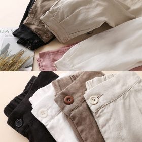 Women Linen Wide Leg Pants Thin Casual Pants OL Trouse Women Loose Pants Nine Point Pants Ladies Office Wear SZ136 - White - Image 2
