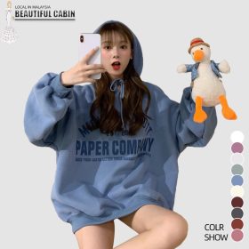 Oversized Hoodie Sweater Ulzzang English Letter Printed Hooded Sweatshirt Couple Wear Sportswear SZ249 - Blue - Image 2