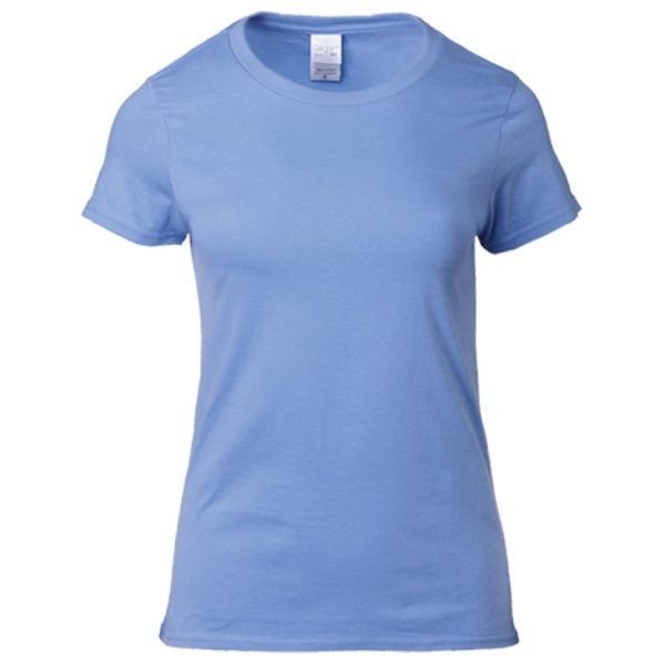 GILDAN Premium Cotton Ladies T-Shirt 76000L Best Women Ladies Side-Seamed Comfortable Plain Round Neck T-Shirt 76000L - Carolina Blue