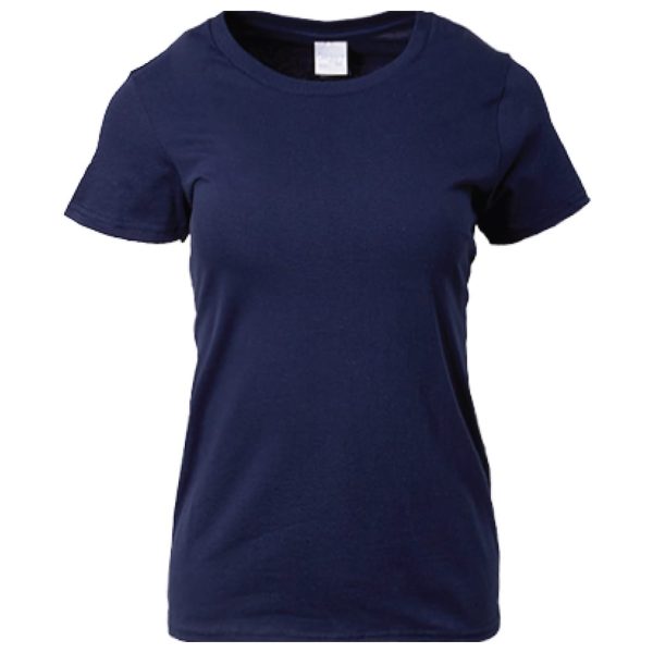 GILDAN Premium Cotton Ladies T-Shirt 76000L Best Women Ladies Side-Seamed Comfortable Plain Round Neck T-Shirt 76000L - Navy