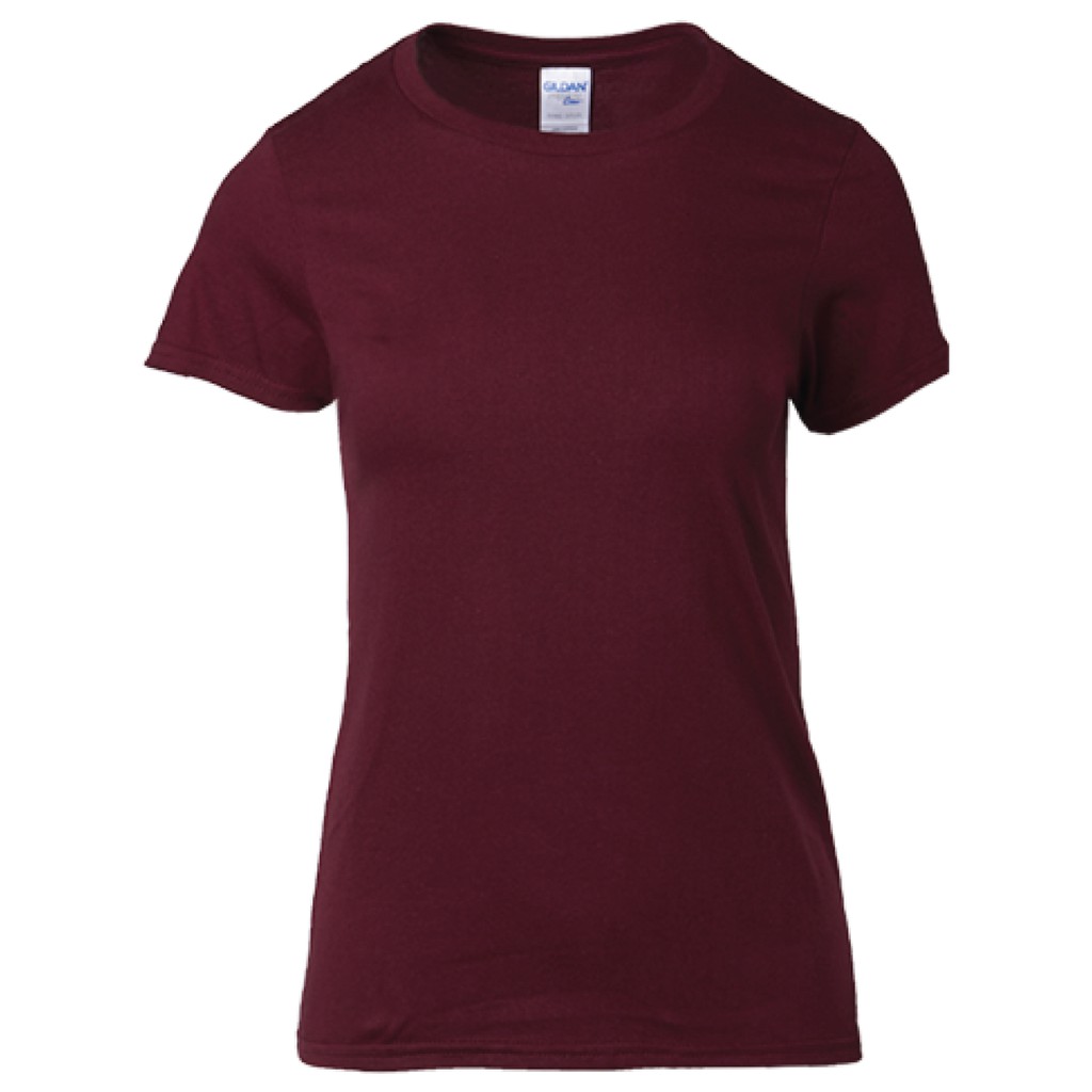 GILDAN Premium Cotton Ladies T-Shirt 76000L Best Women Ladies Side-Seamed Comfortable Plain Round Neck T-Shirt 76000L - Maroon - Image 1