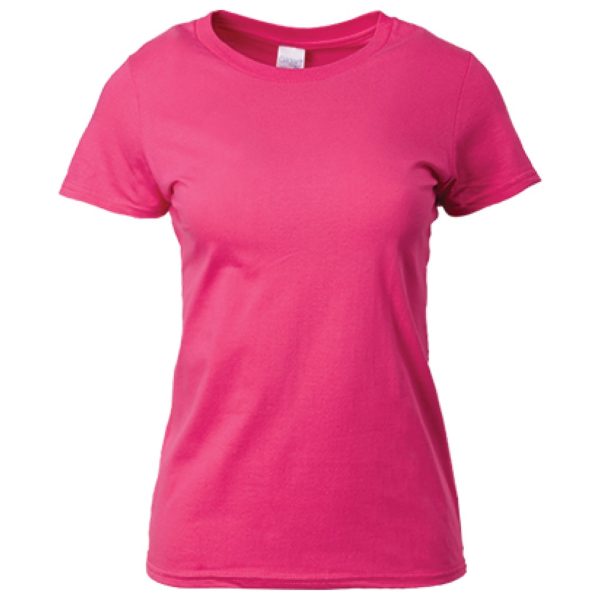 GILDAN Premium Cotton Ladies T-Shirt 76000L Best Women Ladies Side-Seamed Comfortable Plain Round Neck T-Shirt 76000L - Heliconia