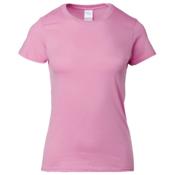 GILDAN Premium Cotton Ladies T-Shirt 76000L Best Women Ladies Side-Seamed Comfortable Plain Round Neck T-Shirt 76000L - Azalea