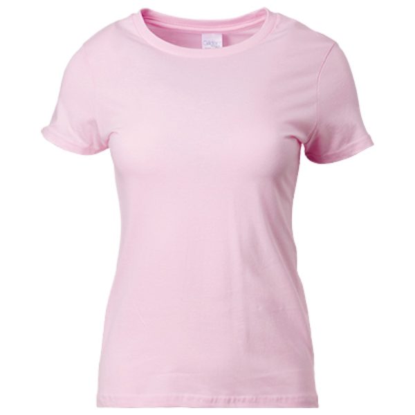 GILDAN Premium Cotton Ladies T-Shirt 76000L Best Women Ladies Side-Seamed Comfortable Plain Round Neck T-Shirt 76000L - Light Pink