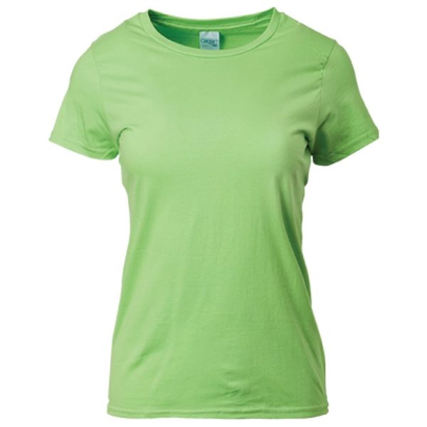 GILDAN Premium Cotton Ladies T-Shirt 76000L Best Women Ladies Side-Seamed Plain Comfortable Round Neck T-Shirt 76000L - Lime