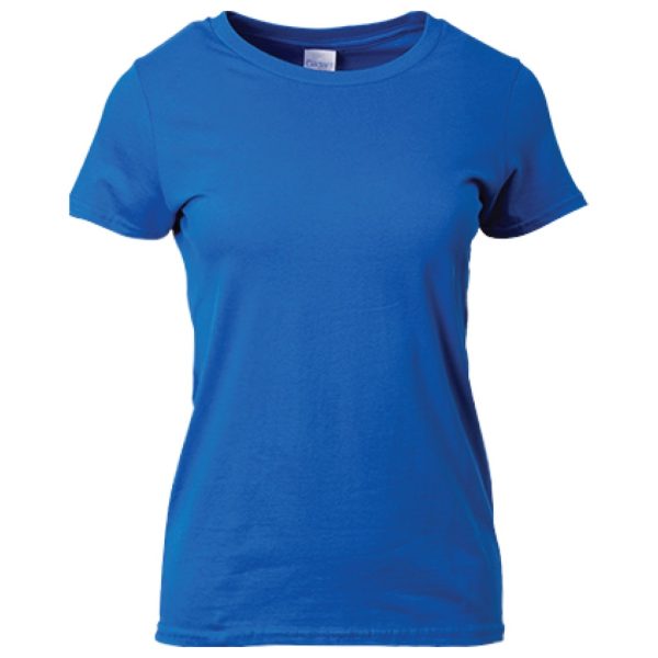 GILDAN Premium Cotton Ladies T-Shirt 76000L Best Women Ladies Side-Seamed Plain Comfortable Round Neck T-Shirt 76000L - Royal