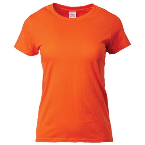 GILDAN Premium Cotton Ladies T-Shirt 76000L Best Women Ladies Side-Seamed Plain Comfortable Round Neck T-Shirt 76000L - Orange