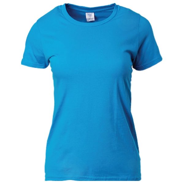 GILDAN Premium Cotton Ladies T-Shirt 76000L Best Women Ladies Side-Seamed Plain Comfortable Round Neck T-Shirt 76000L - Sapphire