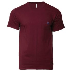 GILDAN x NORTH HARBOUR Logo On Pocket Cotton T-Shirt Unisex Adult Crew Neck T-Shirt NHR1100 - Maroon - Image 1