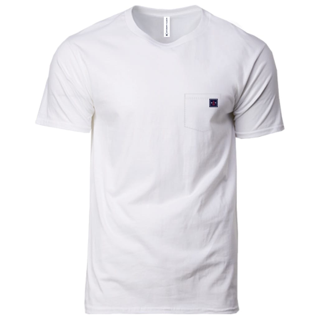 GILDAN x NORTH HARBOUR Logo On Pocket Cotton T-Shirt Unisex Adult Crew Neck T-Shirt NHR1100 - White - Image 1