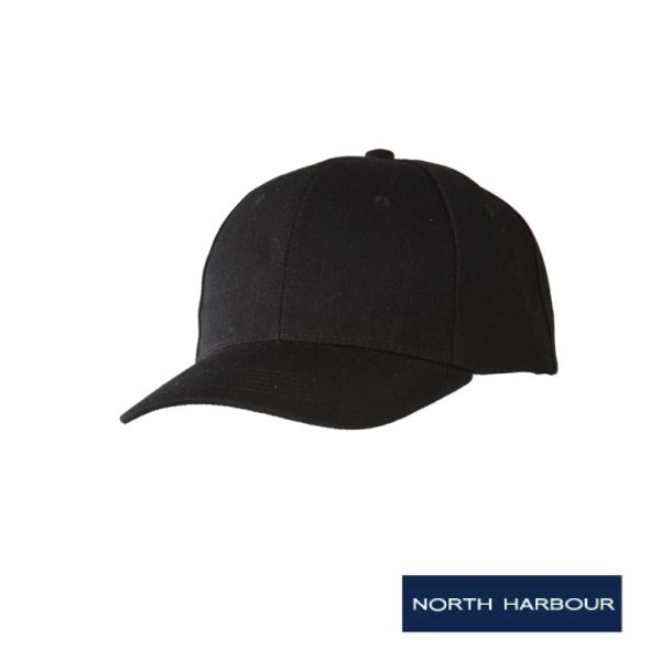 North Harbour Unisex Baseball Cap NHC1100 - Black