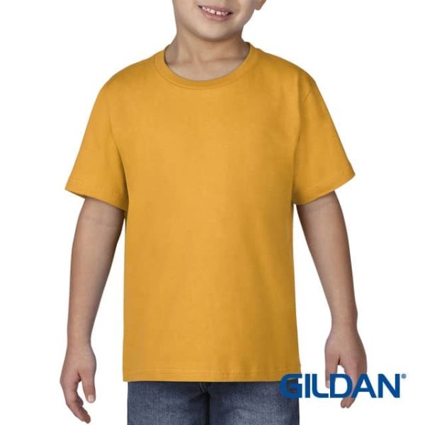 GILDAN Youth Kids Premium Cotton Boys Girls Cotton T-Shirt 76000B - Gold