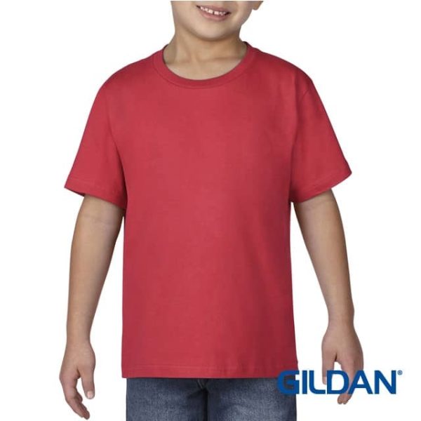GILDAN Youth Kids Premium Cotton Boys Girls Cotton T-Shirt 76000B - Red