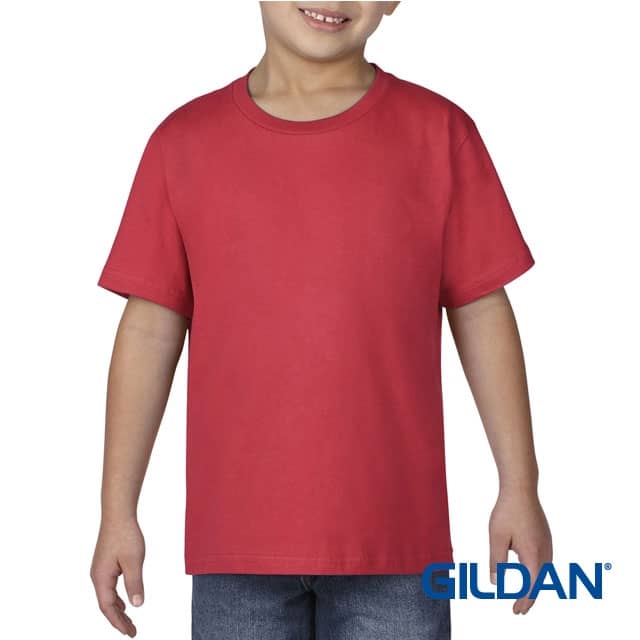 GILDAN Youth Kids Premium Cotton Boys Girls Cotton T-Shirt 76000B - Red - Image 1