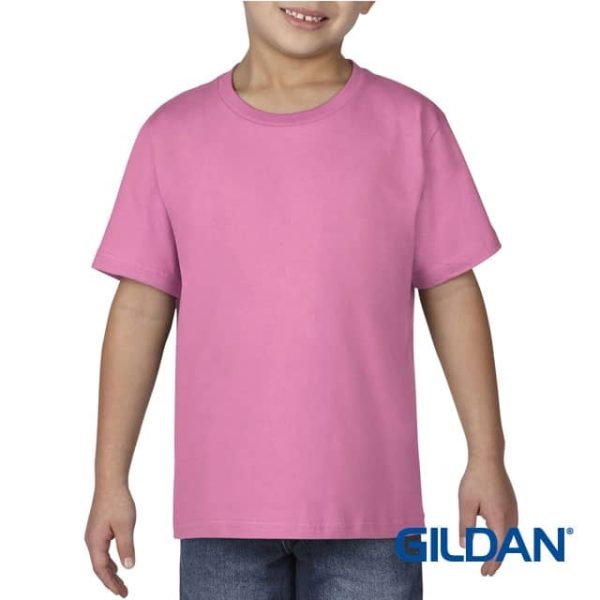 GILDAN Youth Kids Premium Cotton Boys Girls Cotton T-Shirt 76000B - Azalea
