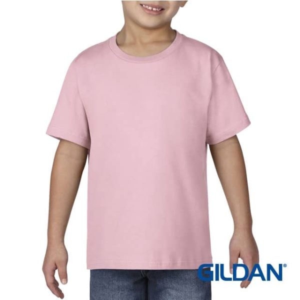 GILDAN Youth Kids Premium Cotton Boys Girls Cotton T-Shirt 76000B - Light Pink