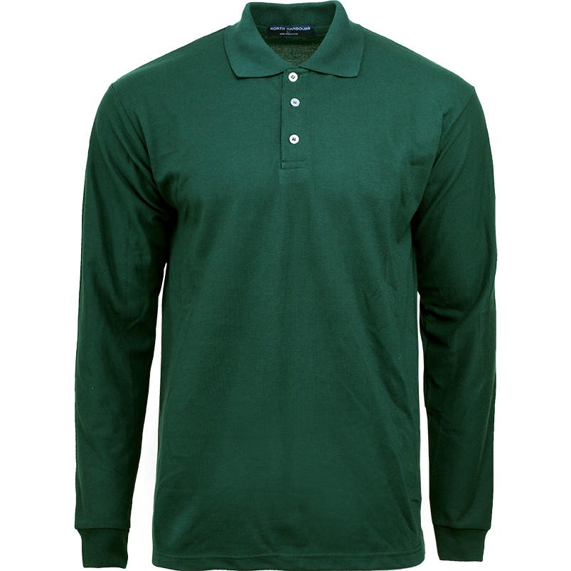 North Harbour Adult Best Selling Long Sleeve Polo NHB24400 - Forest Green - Image 1
