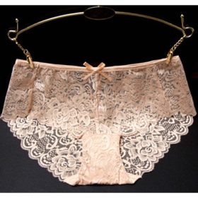 Sexy Lace Panties for Women Underwear Breathable Female Panty Hollow Transparent Briefs Ladies Lingerie SZ046 - Apricot