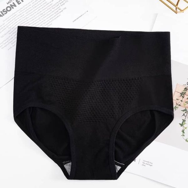 Women Panties Cotton Briefs Low Shaping Panties/Shapewear 3D Honeycomb Underwear Panties - Black