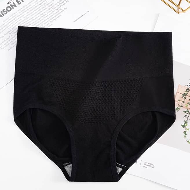 Women Panties Cotton Briefs Low Shaping Panties/Shapewear 3D Honeycomb Underwear Panties - Black - Image 1
